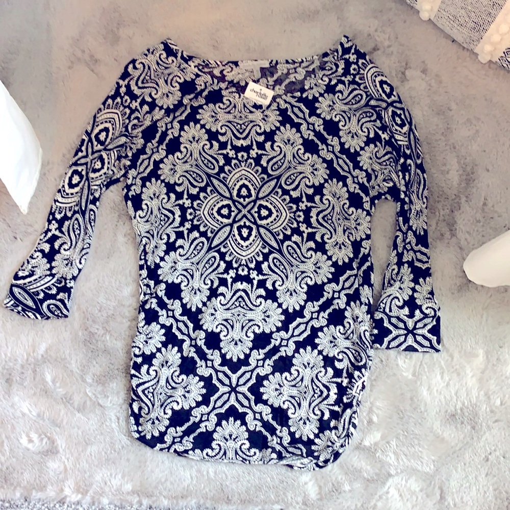 Dolman Style Black and White Blouse